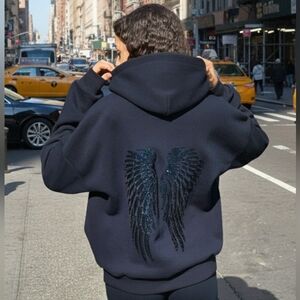 NWT Subdued Blue Sequin Angel Wings Womens' Size Small